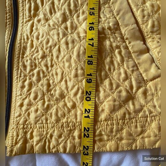 debra deRoo Women’s Jacket Medium Yellow Silk Quilted Zip Jacket Orange Lining - Picture 7 of 7